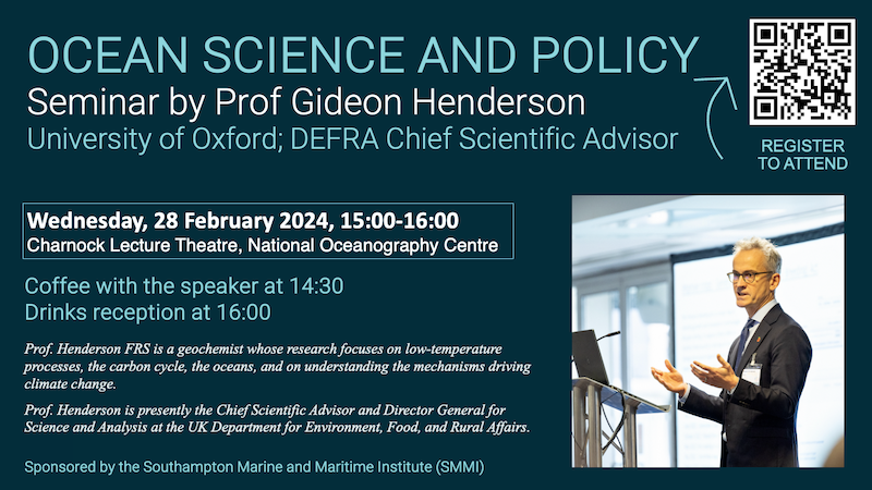 Dive into the depths of Ocean Science & Policy! 🌊 Join us for a seminar featuring Prof. Gideon Henderson from @UniofOxford & @DefraGovUK Chief Scientific Advisor. 🗓️ Wed, Feb 28, 15:00-16:00 at National Oceanography Centre. #OceanScience #Policy #Seminar