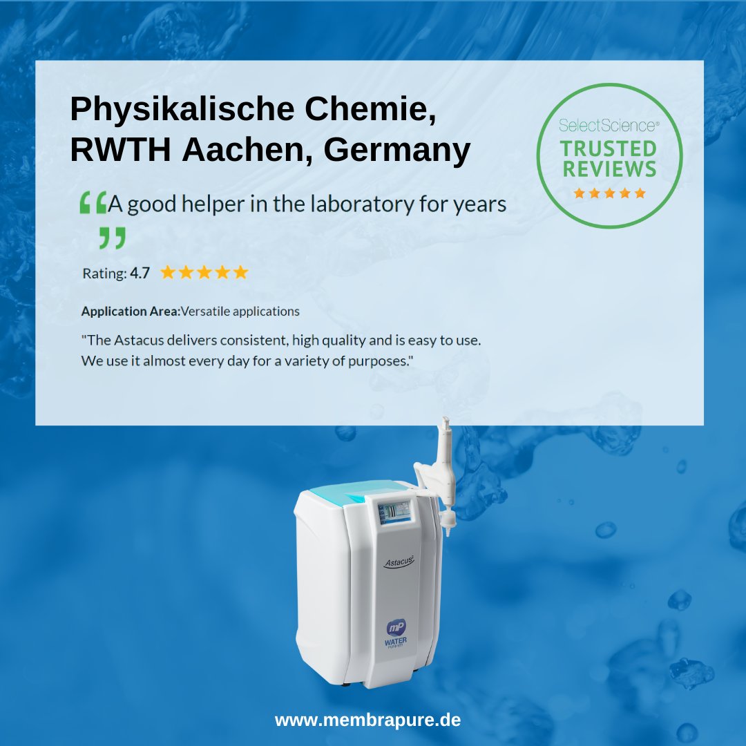 membra_pure's tweet image. We wish you an excellent start to the week with another customer review of our #waterpurificationsystem #Astacus ✨💧

#testimonial #review #selectscience @SelectScience #membraPure #yourtrustedpartnerover30years #madeingermany