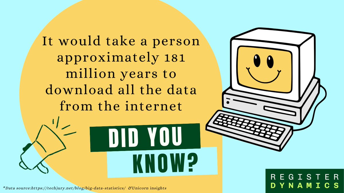 🌀It's #FunFactFriday! Did you know: It would take a person approximately 181 million years to download all the #data from the internet 

#FactFriday #FridayFact #FridayVibes #datacommunity #datafacts #bigdata #dataprofessionals