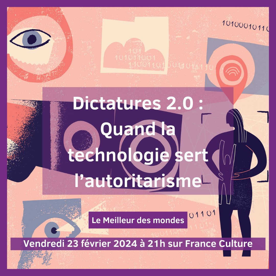 Ce soir dans @LeMeilleurdesM, une émission en partenariat avec @USBEKetRICA autour de cette question : comment la technologie sert l'autoritarisme ? Avec Eugénie Mérieau, @Ed_CavalierBleu, @blaisemao et @tristanmf. Chronique @Ju_devaux. Rendez-vous à 21h sur @franceculture ✨