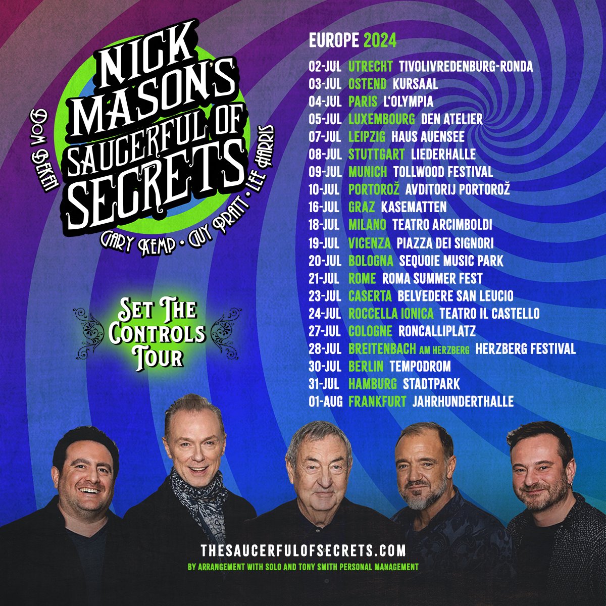 ON SALE NOW! Europe - the shows in Germany, Austria, Luxembourg, France, Belgium, The Netherlands and Slovenia are now on general sale. Which one(s) are you aiming to get tickets for? Info/tickets: TheSaucerfulOfSecrets.com.