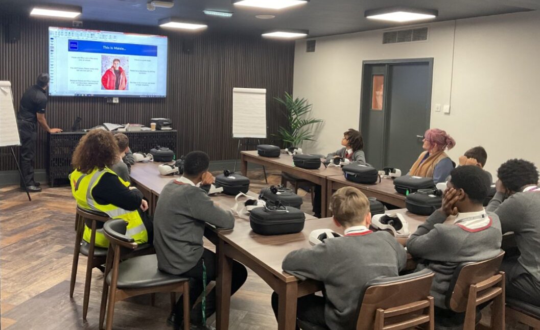 gorse_ruth's tweet photo. 📢This week students visited the Knife Angel at the Royal Armouries, Leeds Dock. They participated in an engaging workshop about reducing knife crime and got use VR headsets to make the experience come to life! #knifeangel #royalarmouries #LeedsDock #projectsheild @saferleeds https://t.co/55sqiiaMR8