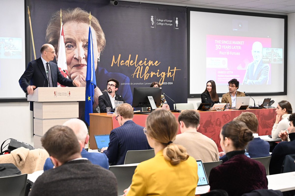 coebruges's tweet photo. Last night, we were happy to host @EnricoLetta, President of @DelorsInstitute, on campus to discuss the future of the Single Market and the key reforms needed to tackle inequalities, brain drain, and the new challenges arising.
 
Thanks to our @BSIFE_coe for organizing the event! https://t.co/rX4mMbtpqi