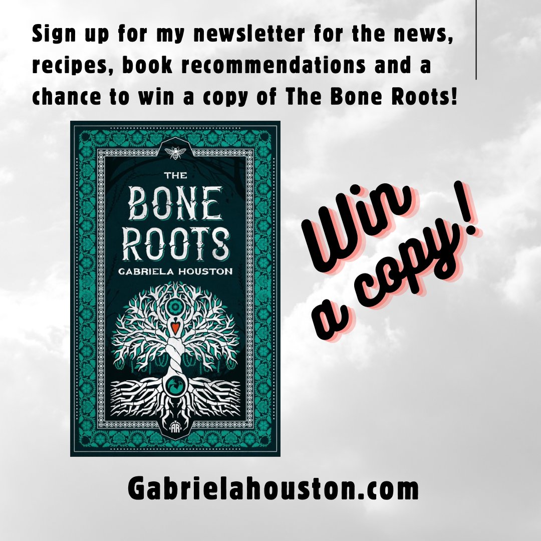 I’m running a giveaway promotion! For a chance to win a copy of The Bone Roots, sign up to my newsletter at gabrielahouston.com Bookish news, recipes, banter, articles, writing advice and book recommendations! #books #Giveaway