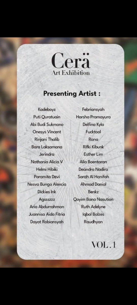 Kalian masih bingung cari tempat nongki di Jaksel buat penutupan bisa join ke Cera jkt yak, ada DJ set, art exhibition, pop up Market dll!!!!
Catat besok wajib Dateng yak!!