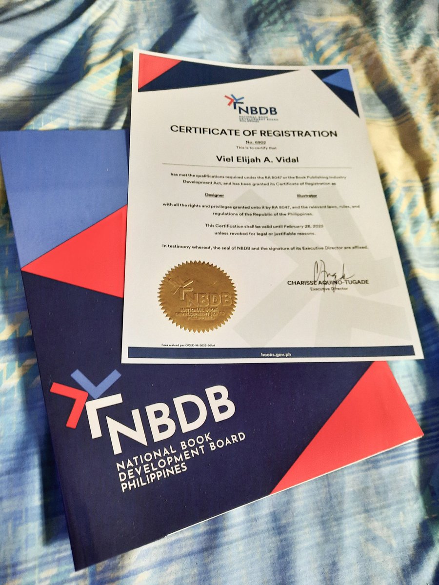 Still not 100% sure what this does, but ya boi's registered as an Illustrator and Designer with NBDB!!

Its free and easy to reg. Easier if youre near Fairview!