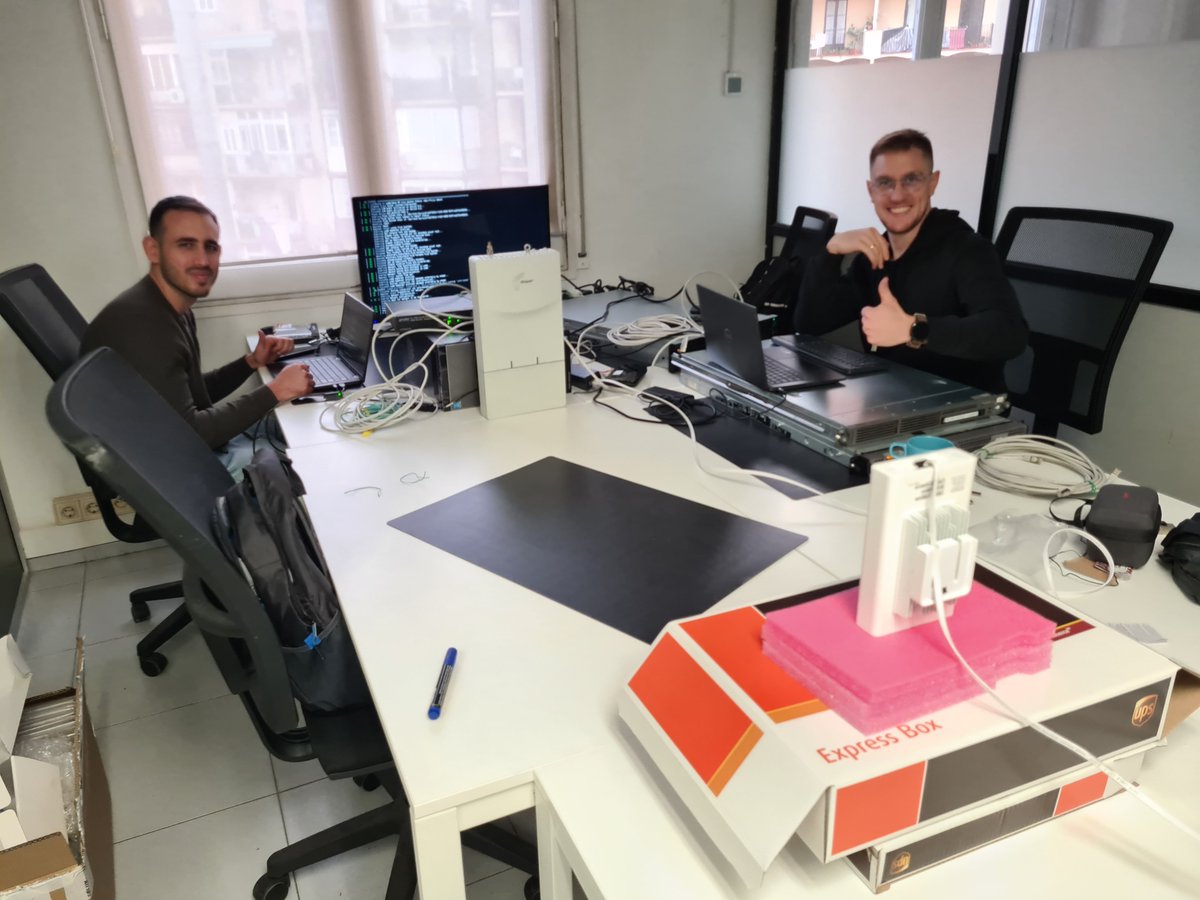 Jakub &amp; Liran are prepping an epic 5G demo with <a href="/AirspanNetworks/">Airspan Networks</a> RAN and @DruidSoftware's 5GC. Can't wait to see our 5G mmW FWA demo? See it live at Airspan's #MWCBarcelona2024 booth, Hall 2, 2E-20! Big thumbs up to <a href="/CRECbcn/">CREC Coworking</a>  for the office space in Barcelona's heart!