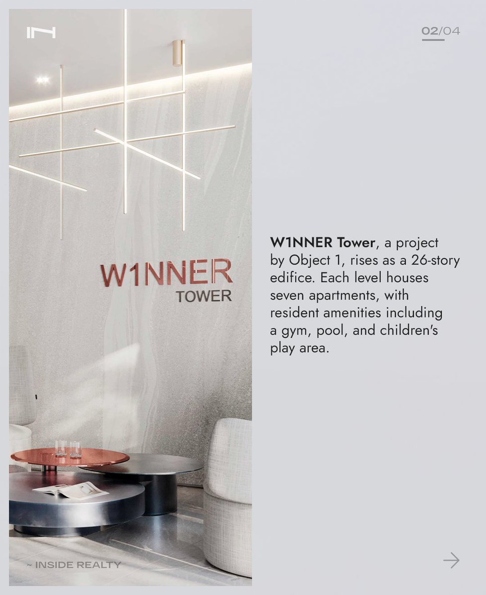 insiderealtyae's tweet image. Sales launch: #Object1 unveils W1NNER Tower in Jumeirah Village Triangle, Dubai. Offering 1 &amp;amp; 2-bed apartments with installment plans, starting $273,000. Completion by Q1 2026. Discover top-notch finishes &amp;amp; resident-focused amenities. For details, visit ins.is/contact.