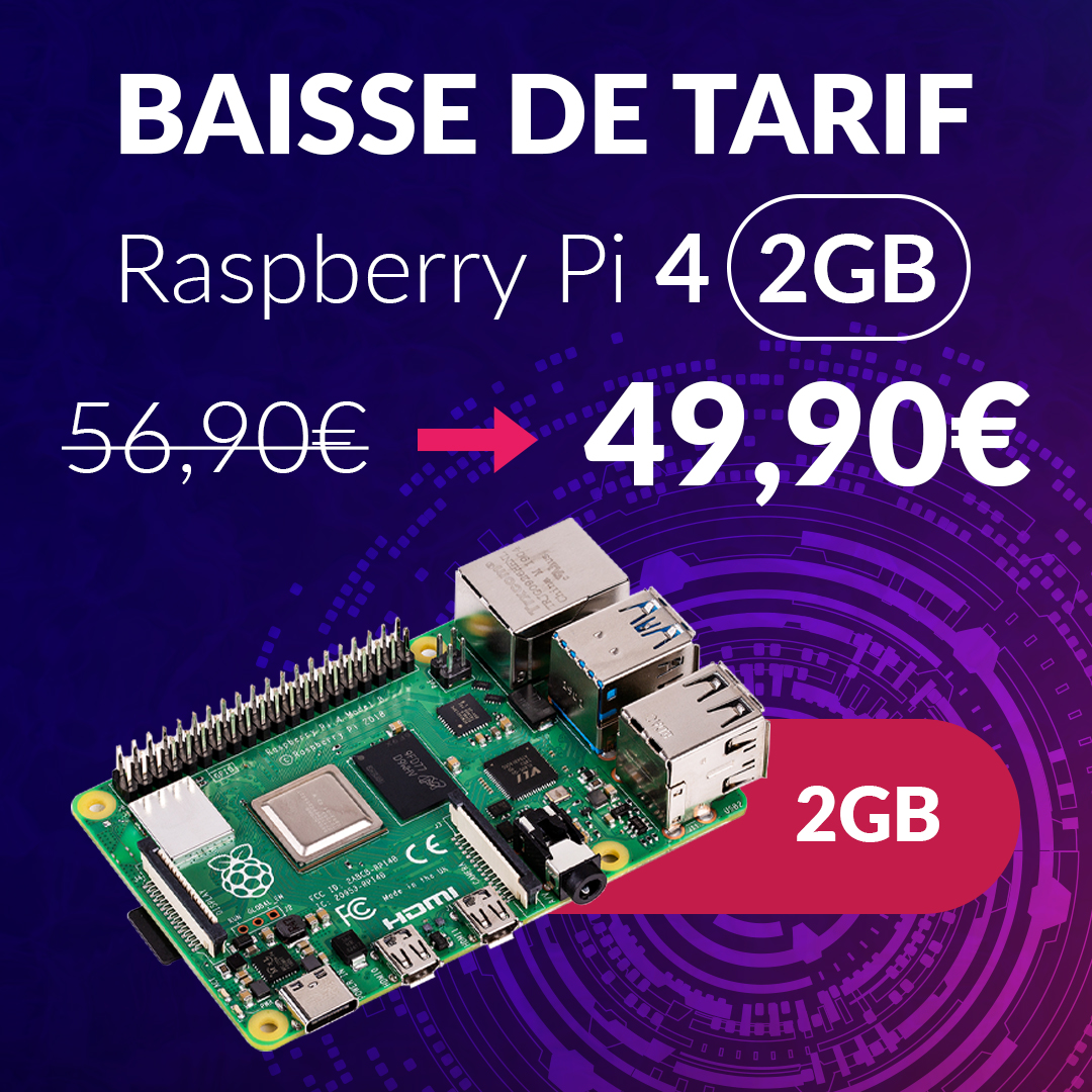 🚨 Nouvelle BAISSE de PRIX 🚨 ✅ #RaspberryPi4 2 GB disponible 🔥 PRIX OFFICIEL de nouveau en BAISSE ↘️ -7€ COMMANDEZ 👉 kubii.com/fr/2771-nouvea…