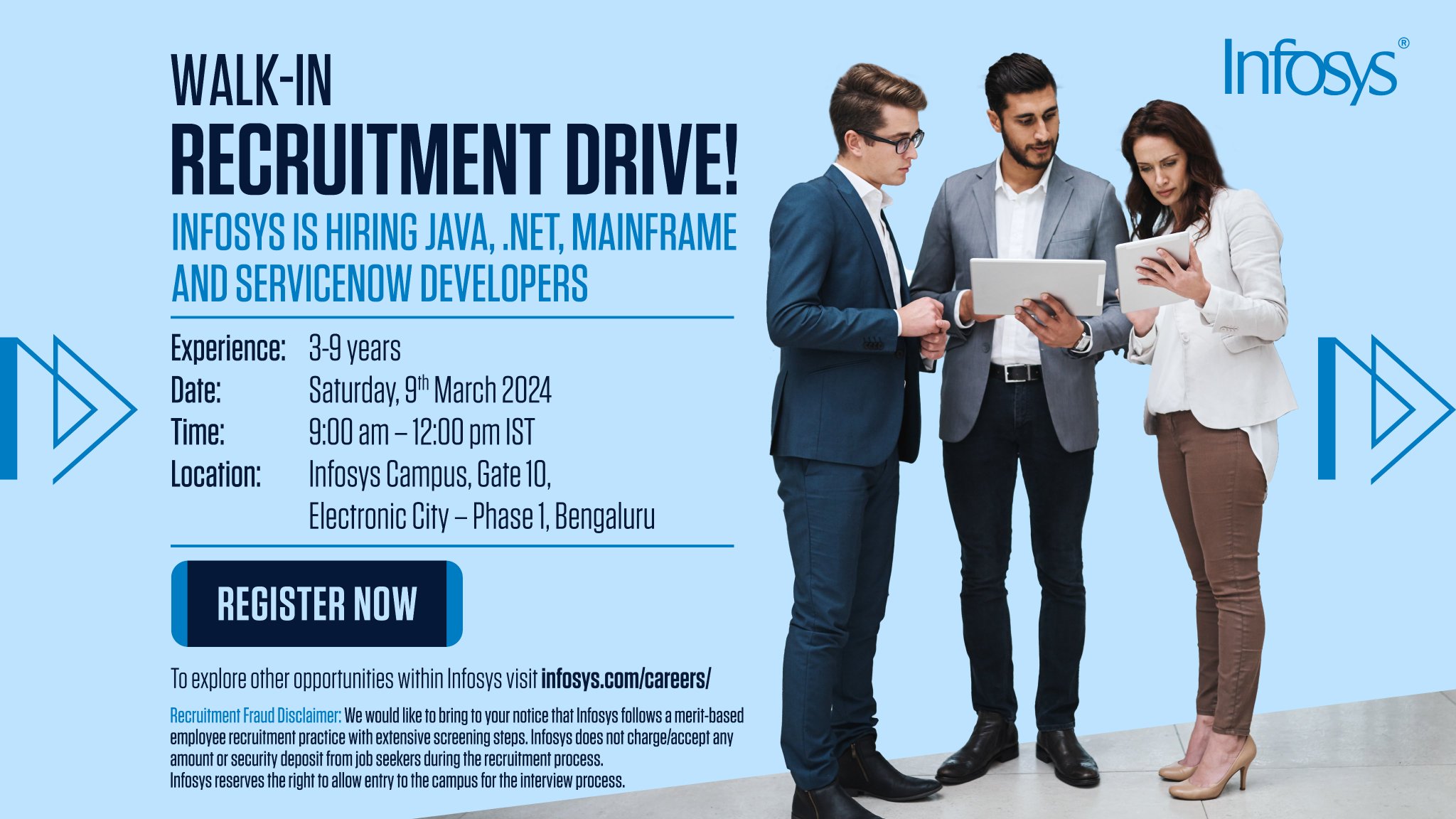 Infosys on X: &ldquo;Walk-in Recruitment Drive at Infosys campus 