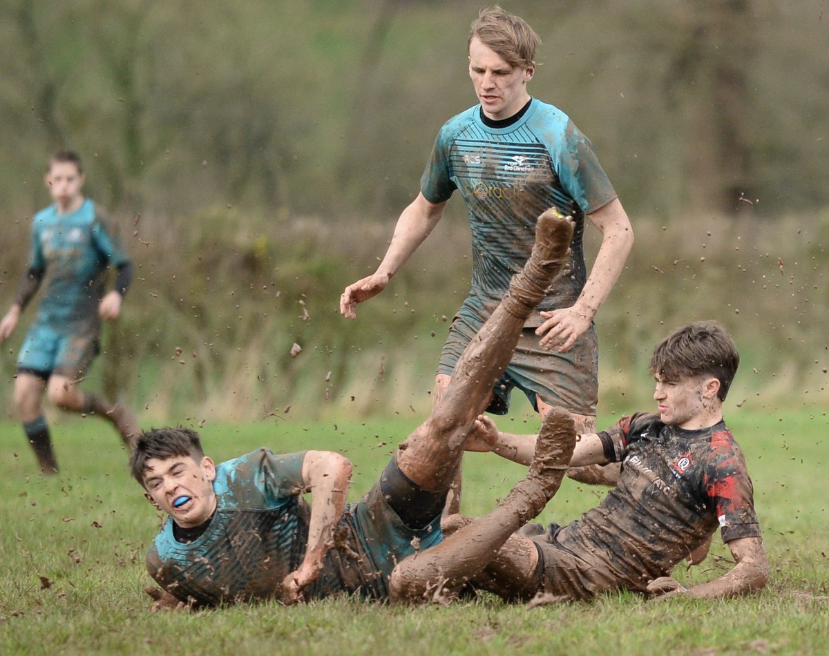 Llandeilo YBD 1st Xv 31-14 Queen Elizabeth High. Wet weather makes for some interesting pictures at a rugby game. Love the splashed of water and mud. #Rugby #Photography