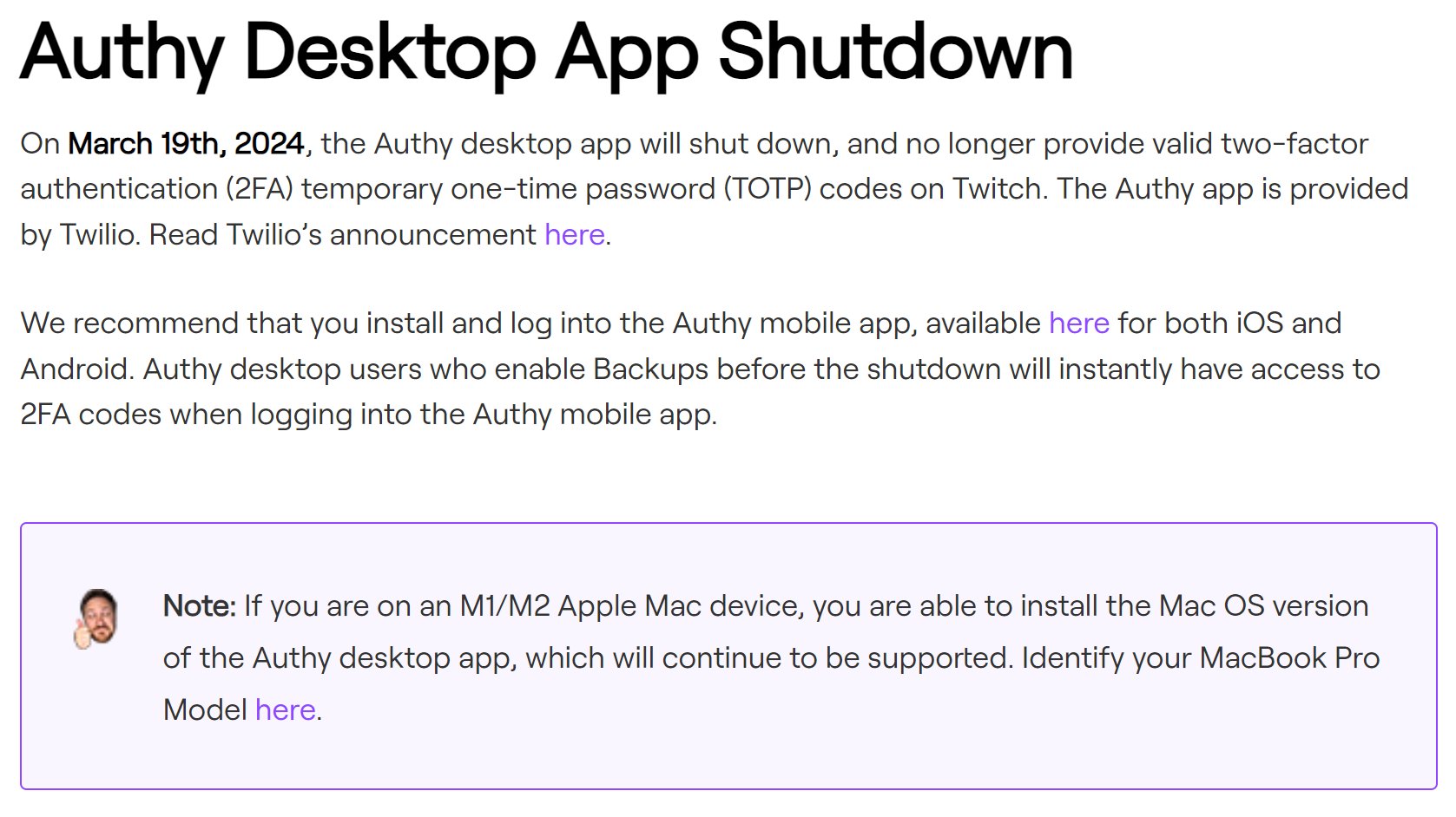 Zach Bussey on X: &ldquo;On March 19 Authy is shutting down its Desktop 