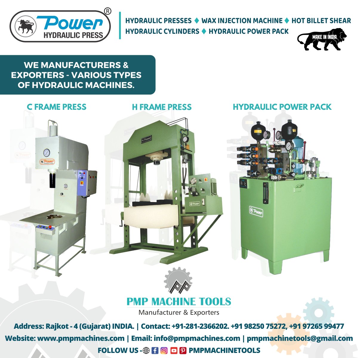 PmpMachineTools's tweet photo. PMP MACHINE TOOLS - RAJKOT

We Manufacturers &amp; Exporters - Various Types Of Hydraulic Machines.
Visit Us On: https://t.co/Ptf7cez60f

#powerpress #Vertical #PmpMachineTools #digital #manufacturer #exporter #suppliers #RajkotPmp #Billetcutting #Waxpress #India #Hydraulics https://t.co/jpAuTyu0HF