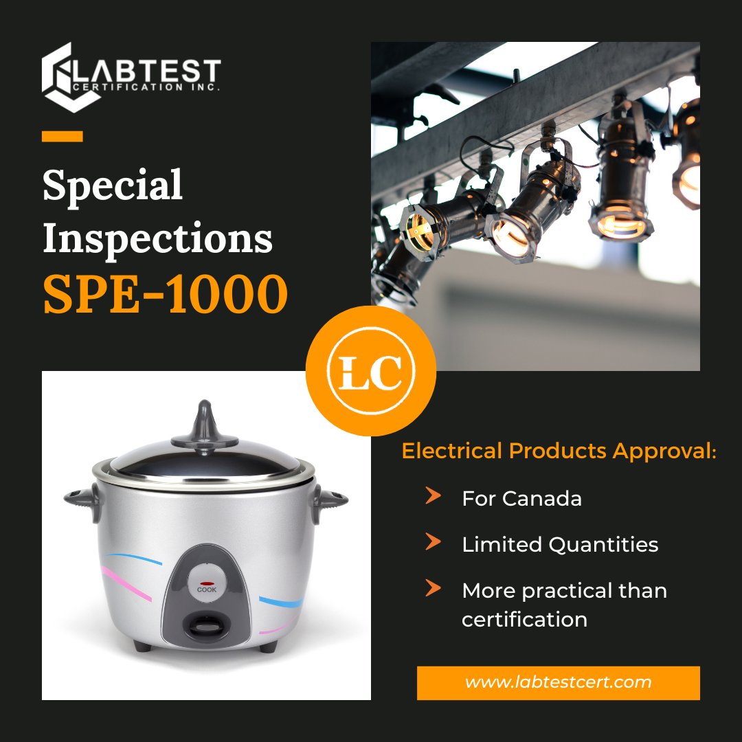 CSA SPE-1000: Special Inspections for Electrical products for Canada! More practical than certification. #SPE1000 #SpecialInspections #Canada #ElectricalProducts #ProductTesting #FieldEvaluations #ElectricalSafety #CustomMadeProducts #LabTestCert