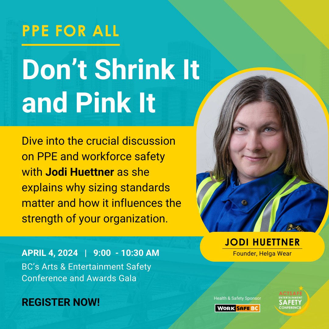 Let's ensure a safer, healthier work environment for all. 🌐🛡️

Join Jodi as she explains the importance of properly sizing personal protective equipment (PPE) for all employees.

Register now. Link in bio.

#Actsafe #MotionPicture #LiveEvents #PerformingArts #PPE #SafeWorkplace
