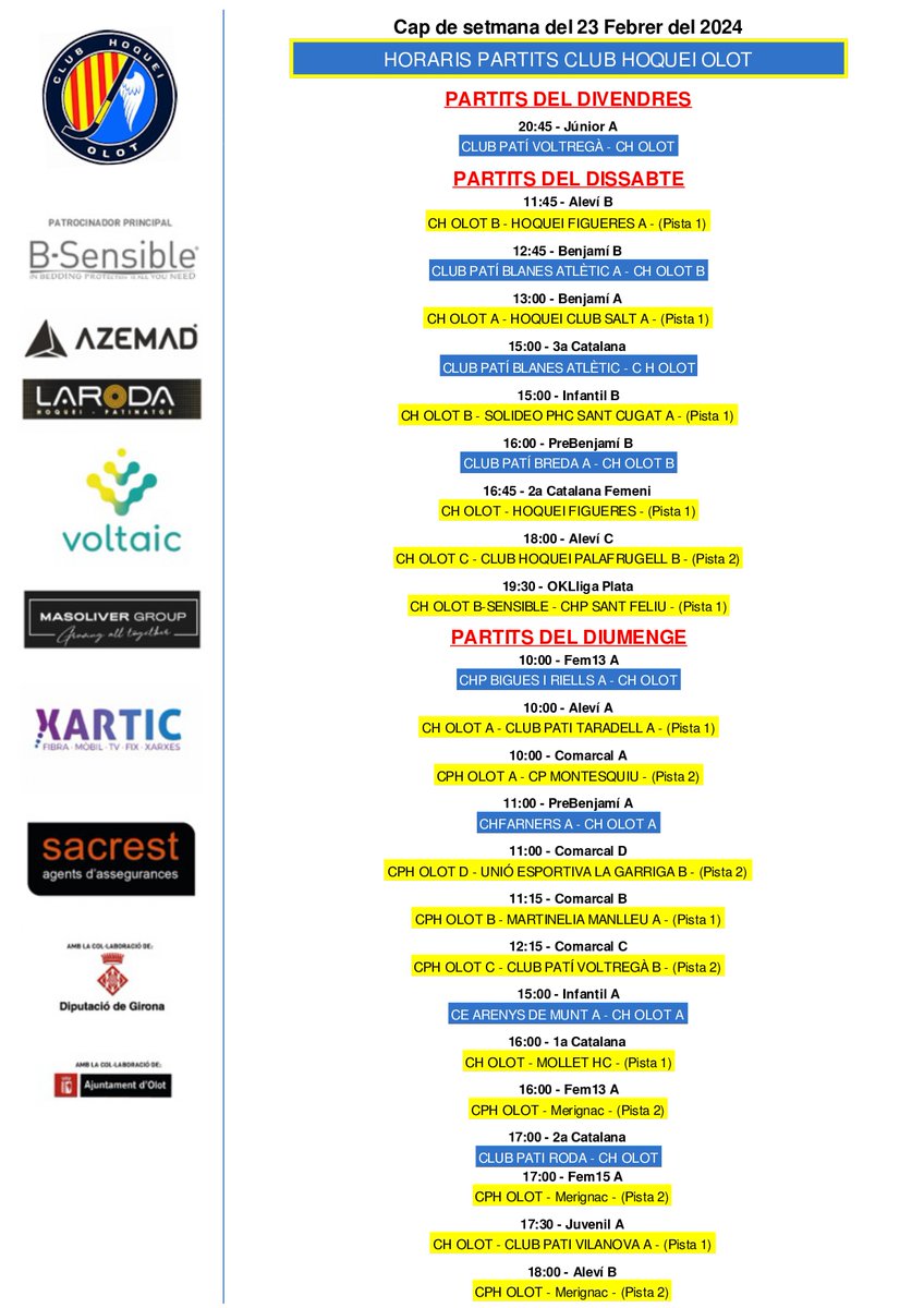 Viu l'hoquei patins al pavelló!

Aquest cap de setmana, la majoria de partits a casa🏑🥅

T'hi esperem #nari