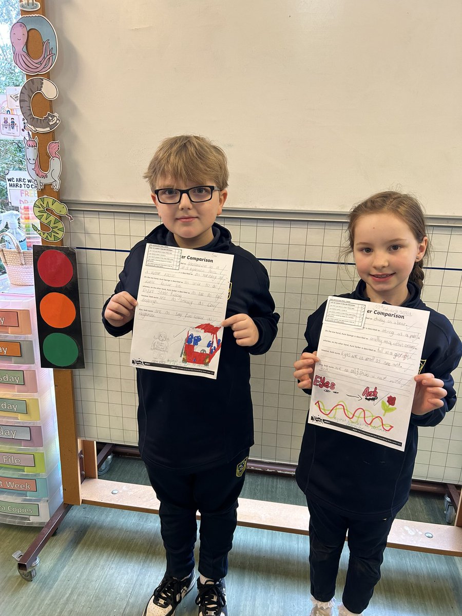 fernhillp5's tweet photo. Well done Natalia and Saul who are this weeks #StarWriters โ๏ธ You both worked very hard to create a variety of interesting similes for the #CharacterComparison of Aunt Sponge and Aunt Spiker! #JamesAndTheGiantPeach #ForeverThrive #Committed ๐ https://t.co/KoX6tyKusX