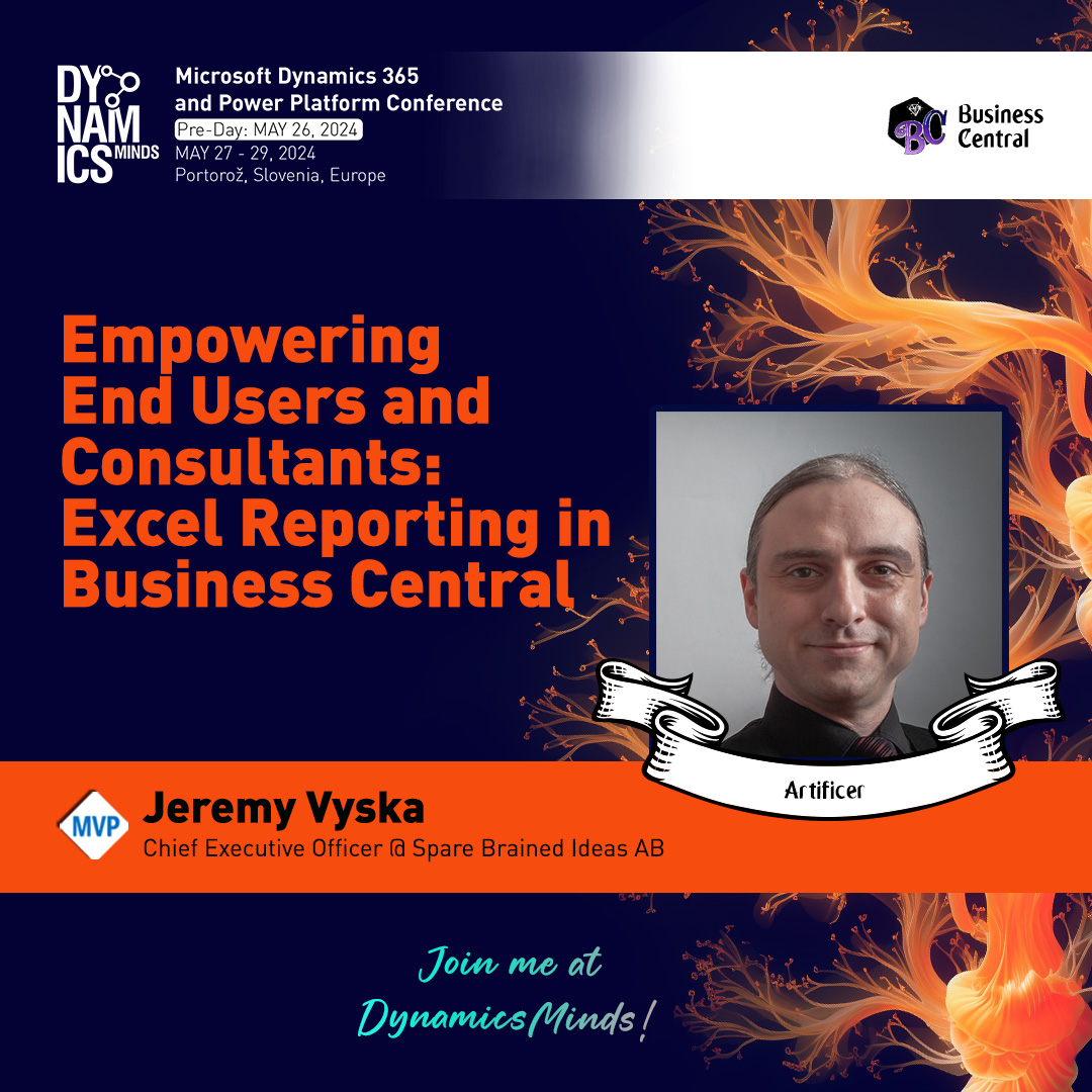 JeremyVyska's tweet photo. Looking forward to talking about how to power up your Excel Reporting in #msdyn365bc at @DynamicsMinds in beautiful Portoroz!  It was such a magical time last year, how could I not want to return? https://t.co/Ois99o4XWl