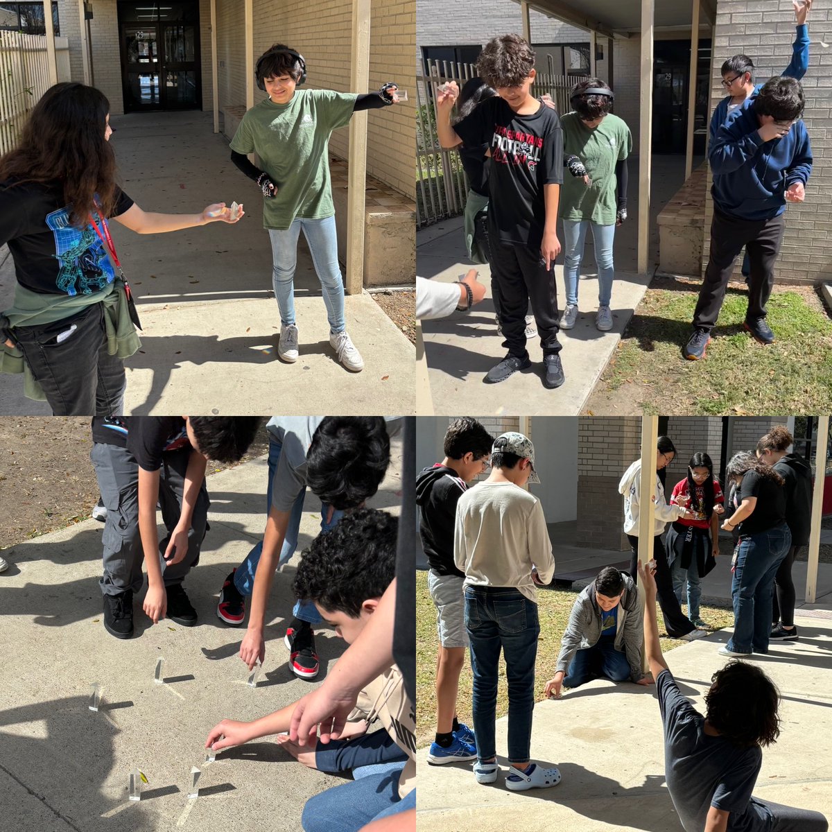 Today’s #SpartanSpotlight is shining brightly on Ms. Scoggins’ 7th grade IPC class. They learned about the different colors of visible light on the EM spectrum. They even experimented outside with prisms and the sun! ☀️ 🌈