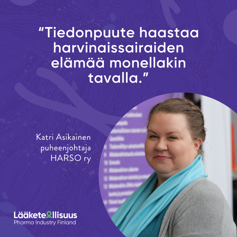 Laaketeollisuus's tweet photo. Torstaina 29.2. vietetään harvinaisten sairauksien päivää. 

”Se, että kuunnellaan harvinaissairasta itseään, on yleensä hyvä alku kokonaistilanteen ymmärtämiseen”, pohtii @HARSO_ry puheenjohtaja Katri Asikainen blogissaan 👇 #HarvinaissairauksienPäivä