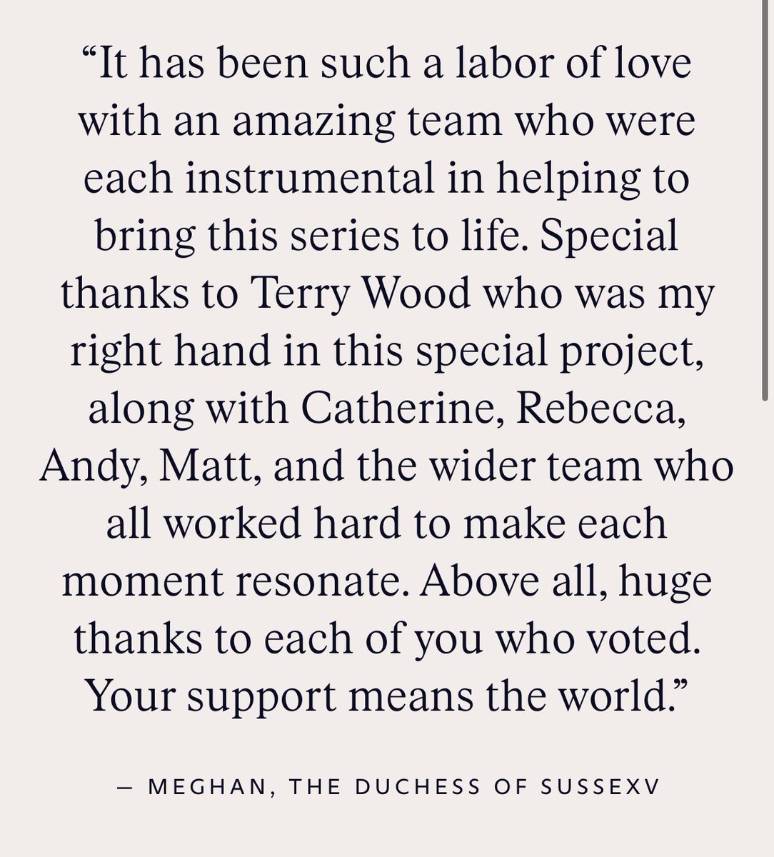 Coolgirlk22's tweet photo. #tibit After Meghan won the People’s Choice award for Archetypes she thanked Terry Woods. https://t.co/a5G98Dkg3K