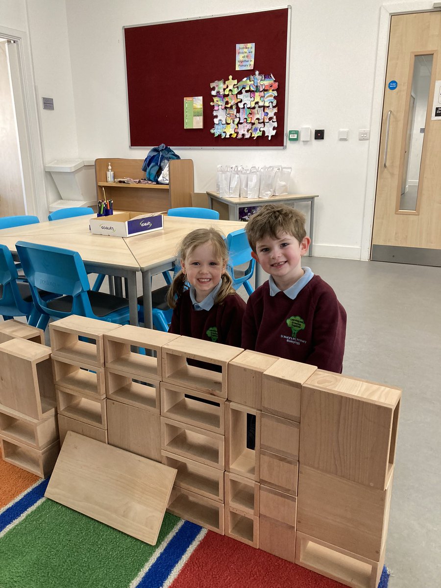 stmarysrcps's tweet photo. Developing their gross and fine motor skills, two of our P1 pupils designed a wall to “ protect people.”
#cooperativeskills
#buddingarchitects https://t.co/he73zsmB11
