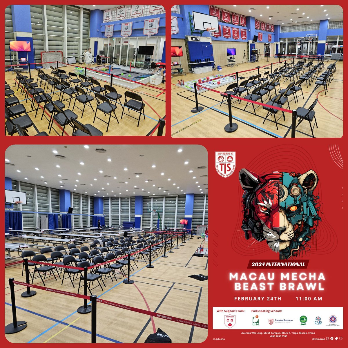 markdthorne's tweet photo. Ready to rock tomorrow morning @ #tismacau's 1st Mecha Beast VEX Brawl. All are welcome to attend! #VEX #robotics https://t.co/7yuHszLyED