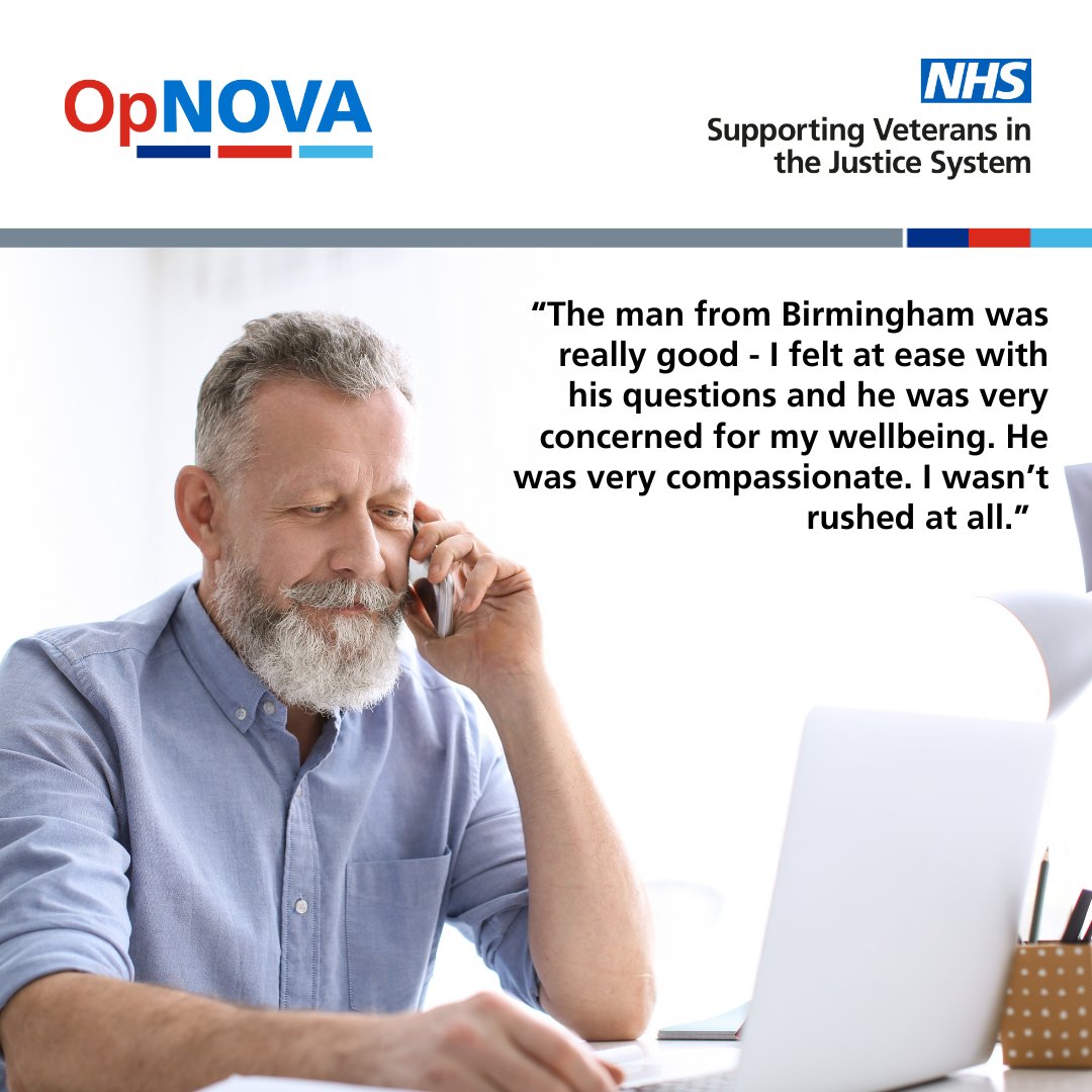 Op NOVA has its own helpline and is easy to navigate from initial contact through to an assessment of what support you might need as a veteran connected to the justice system 👉 loom.ly/8w3xb3U #Veterans #Military #OpNova @NHSEngland @ForcesEmploy @CareafterCombat