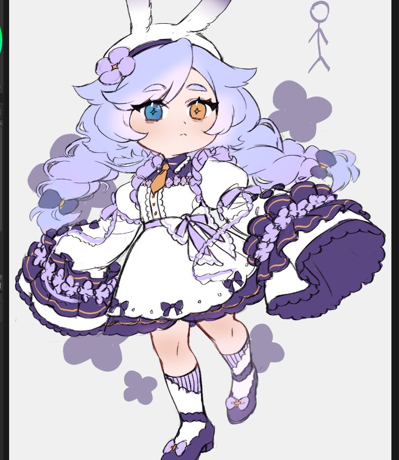 「Working on a semi chibi comm sample  」|MUINIA (Trying to finish comms backlogs)のイラスト