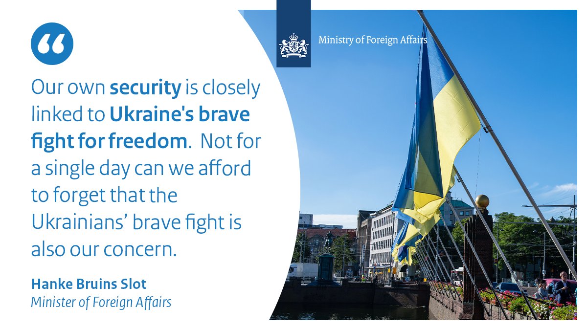 Our own security is closely linked to Ukraine's brave fight for freedom. The Ukrainians’ fight, day in, day out, is also our concern. That is why the Netherlands will soon make arrangements with Ukraine for our joint security for the coming decade: government.nl/latest/news/20… 1/2