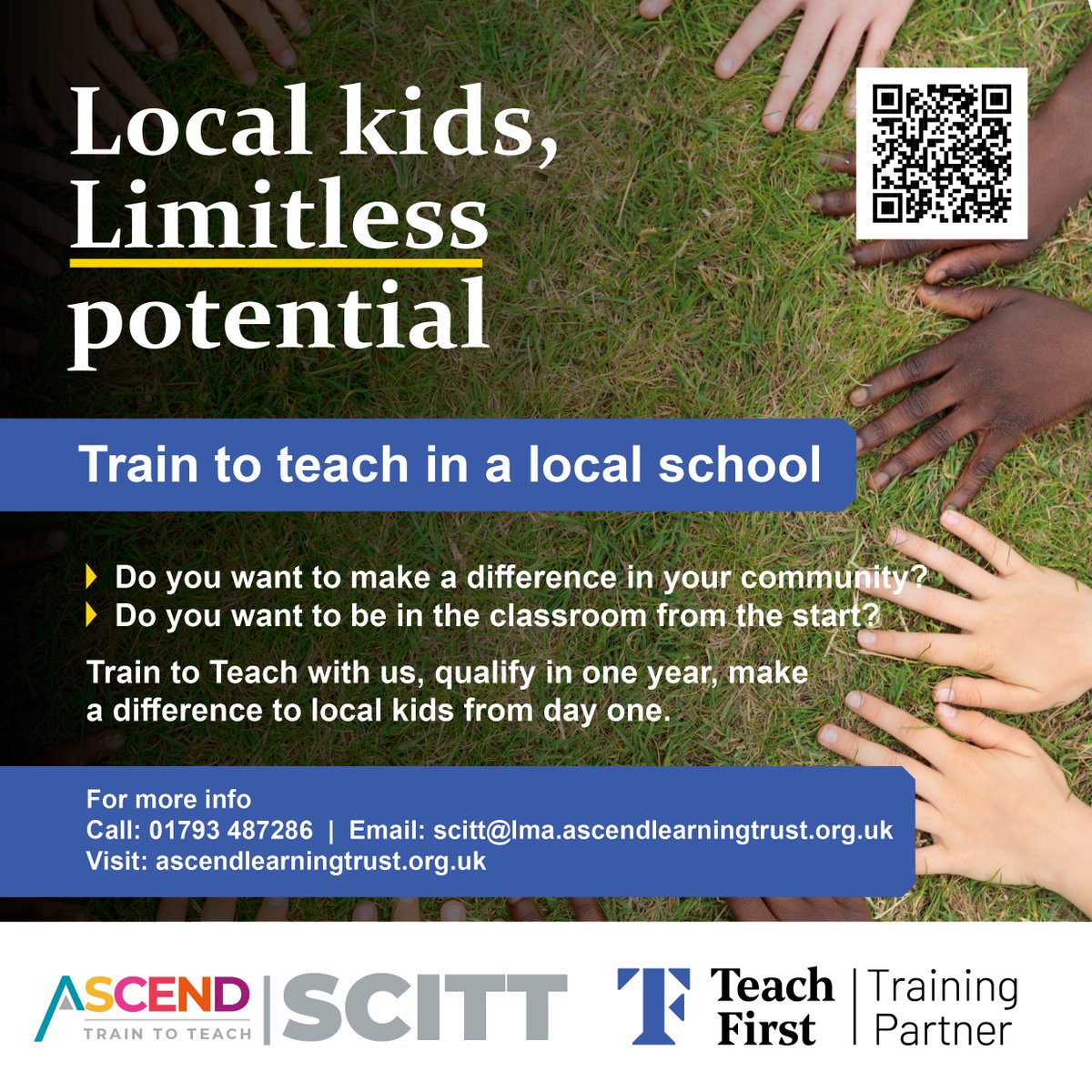 AscendSCITT (@ascendscitt) on Twitter photo - Do you want to make a difference in your community?
- Do you want to be in the classroom from the start?
- Train to Teach with us, qualify in one year, make a difference to local kids from day one.
Email: scitt@lma.ascendlearningtrust.org.uk call: 01793 487286 - Do you want to make a difference in your community?
- Do you want to be in the classroom from the start?
- Train to Teach with us, qualify in one year, make a difference to local kids from day one.
Email: scitt@lma.ascendlearningtrust.org.uk call: 01793 487286