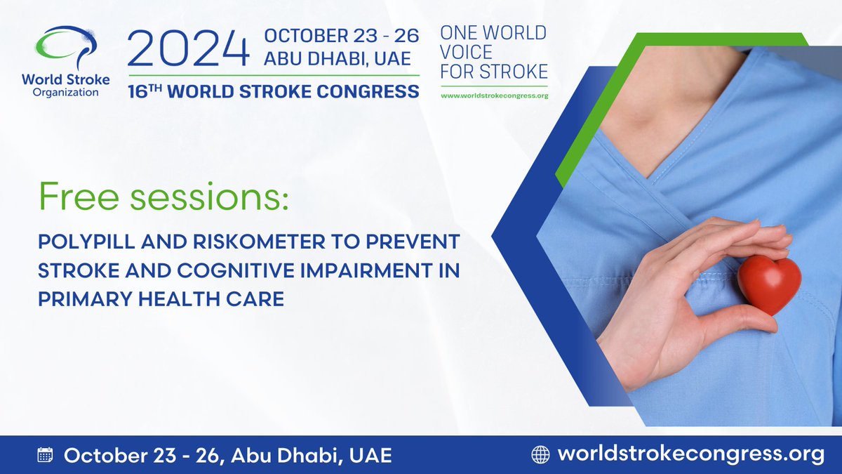 WorldStrokeOrg's tweet image. Unlock the secrets to preventing stroke with the FREE clinical trial session &quot;Polypill and Riskometer to Prevent Stroke and Cognitive Impairment in Primary Health Care&quot; by Prof. Sheila Martins @sheilambrasil!
🔗 Watch now: bit.ly/3T2qNxt

#WSC2023 #StrokePrevention