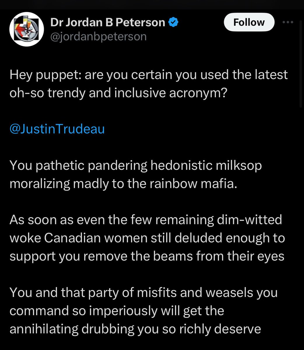 In case anyone ever wonders what Jordan Peterson thinks about women who hold different opinions than him…