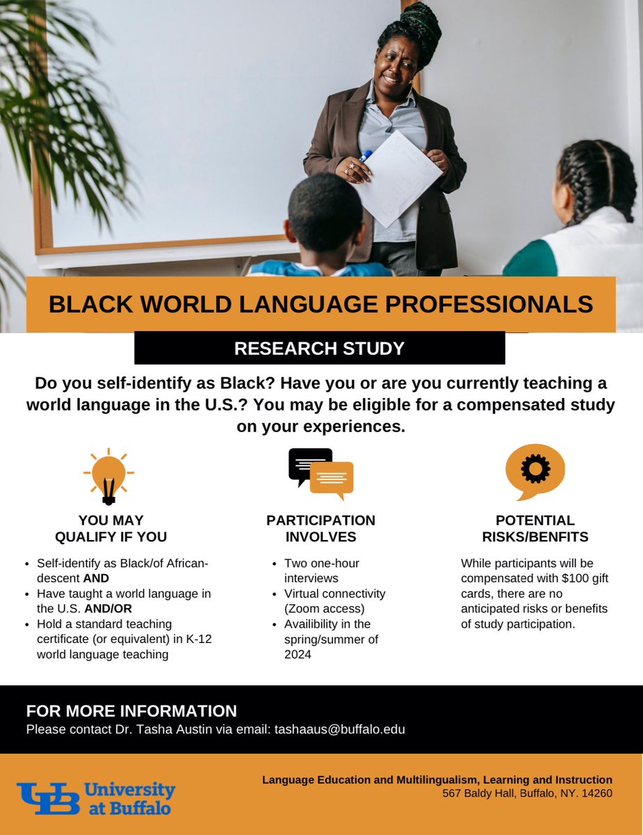 Do you, or anyone you know, identify as Black and currently teach a world language in the U.S.? Check out the flyer!