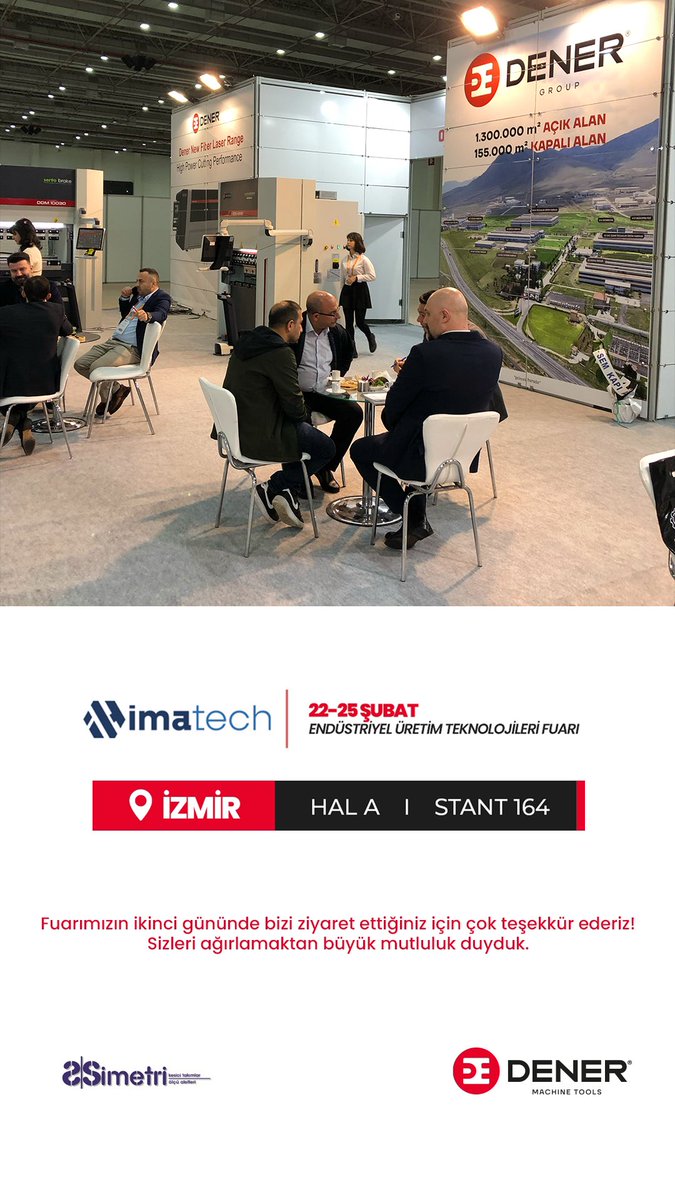 DNRdema's tweet image. Fuarımızın ikinci gününde bizi ziyaret ettiğiniz için çok teşekkür ederiz!
Sizleri ağırlamaktan büyük mutluluk duyduk.

#fuarizmir #imatech #cncmachining