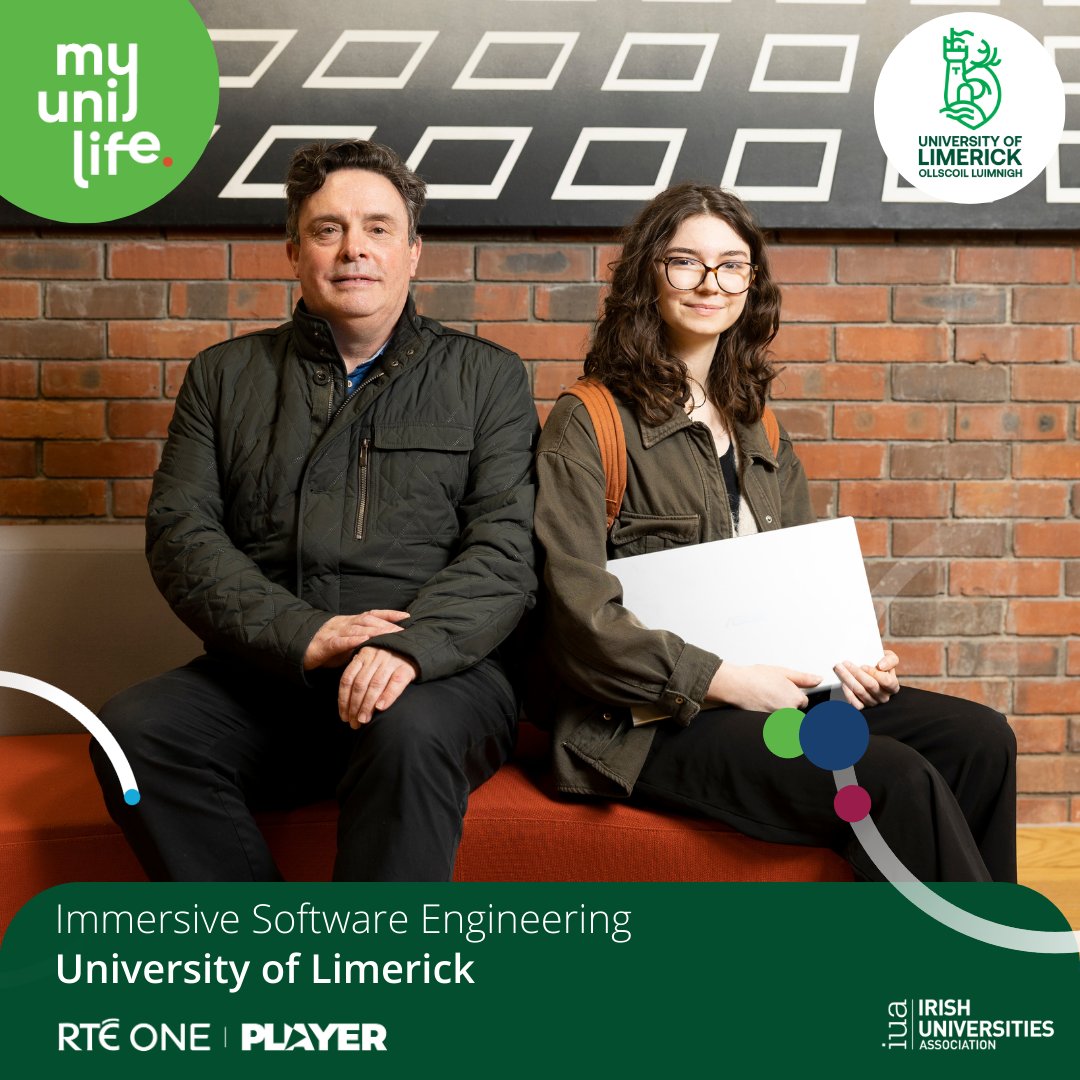 Don't forget to tune in to @RTEOne tonight at 8pm for #MyUniLife. 

ISE's Rosie Kennelly and J.J. Collins will feature in tonight's episode so be sure to check it out to learn more about life in @UL and Immersive Software Engineering

#LearnByDoing #SoftwareEngineering #StudyAtUL