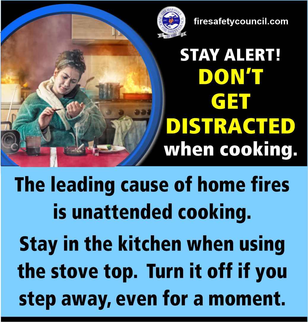 Stand by your pan! The leading cause of home fires is unattended cooking. Stay in the kitchen by your stove when cooking and turn the heat off if you have to leave the kitchen for any reason. #firesafefriday #kitchensafety #standbyyourpan