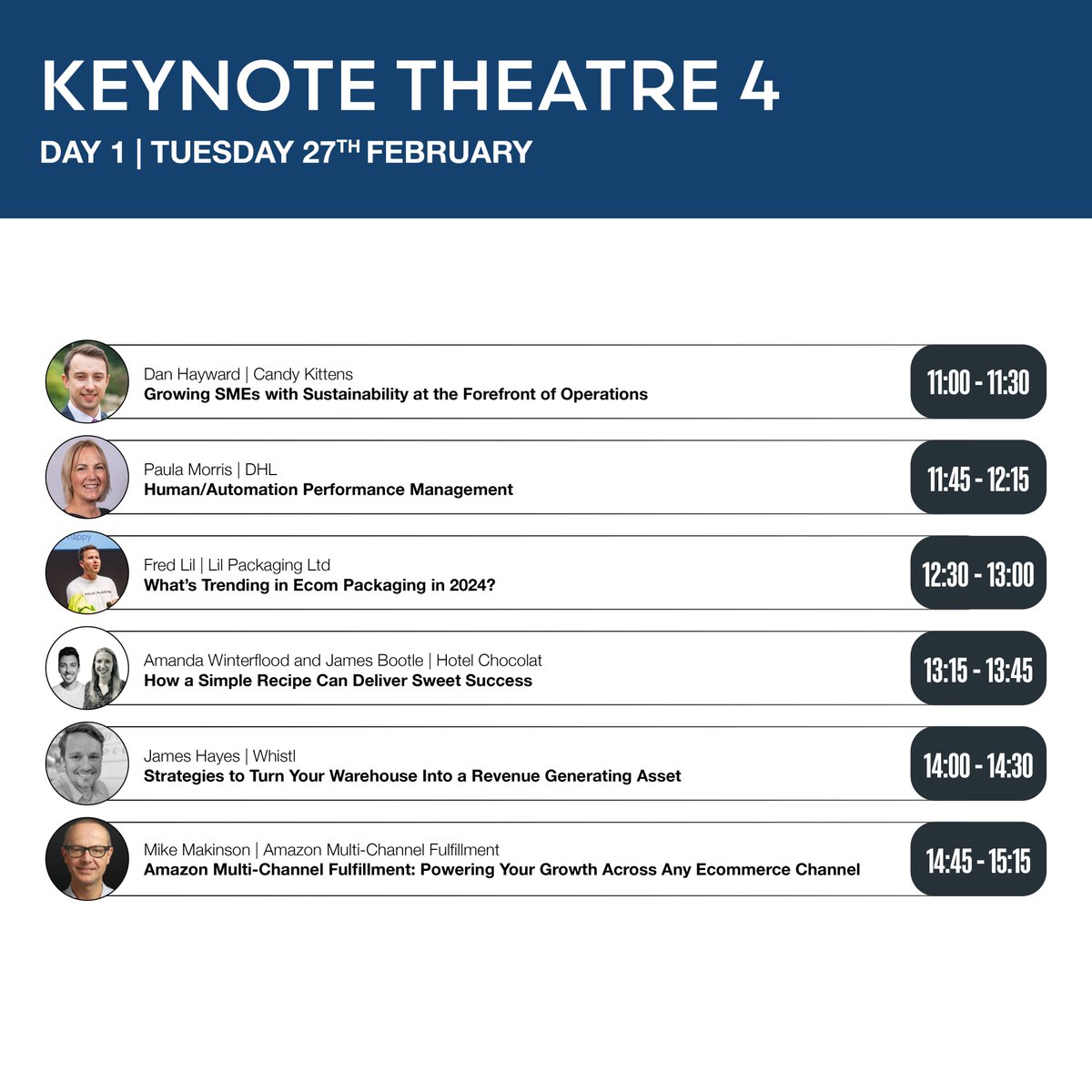 30 minutes to go! ⏰

It is now only 30 minutes until the show doors open! Our speakers will be stepping onto the stage to deliver you a day full of inspiring seminar sessions! Who are you looking forward to hearing? 

Take a look at todays speakers! 🎤

#RetailSCL🚛