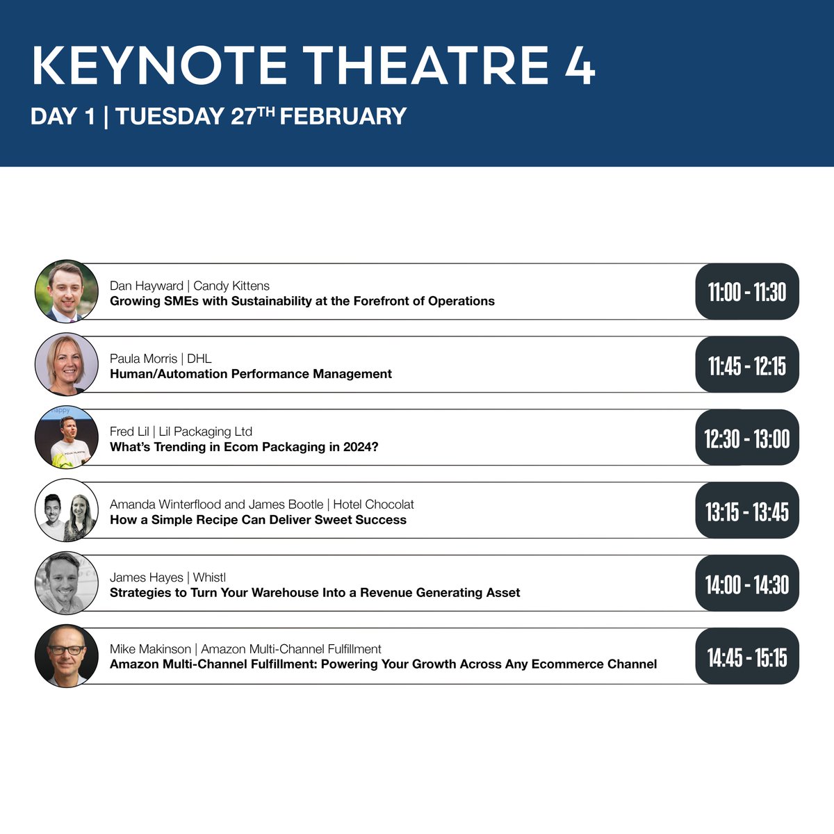 30 minutes to go! ⏰ It is now only 30 minutes until the show doors open! Our speakers will be stepping onto the stage to deliver you a day full of inspiring seminar sessions! Who are you looking forward to hearing? Take a look at todays speakers! 🎤 #RetailSCL🚛