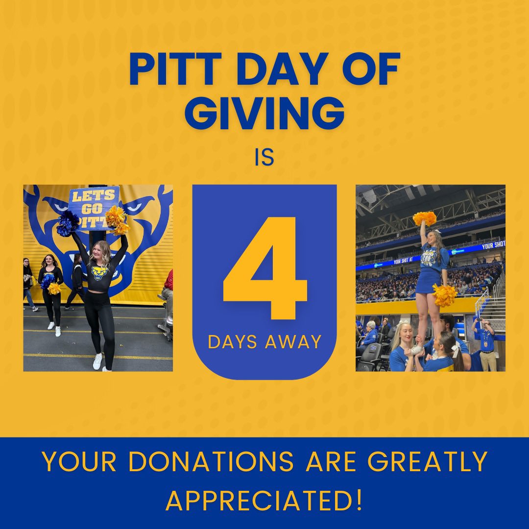 Only 4 more days until Pitt Day of Giving! Your donations are greatly appreciated!🐾 @Pitt_DT
