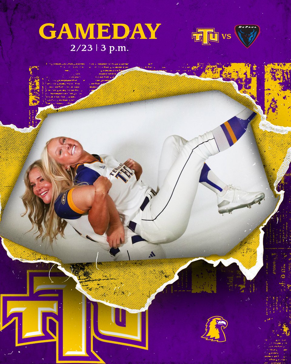 TTU_Softball's tweet photo. GAMEDAY IN MEMPHIS! The Golden Eagle softball team takes on DePaul and Indiana State in the first day of the Blues City tournament.
DePAUL STATS: https://t.co/L1GI0fPOiW
INDIANA STATE STATS: https://t.co/UFqIYIhiH9
#WingsUp https://t.co/QEiFMYw6hq
