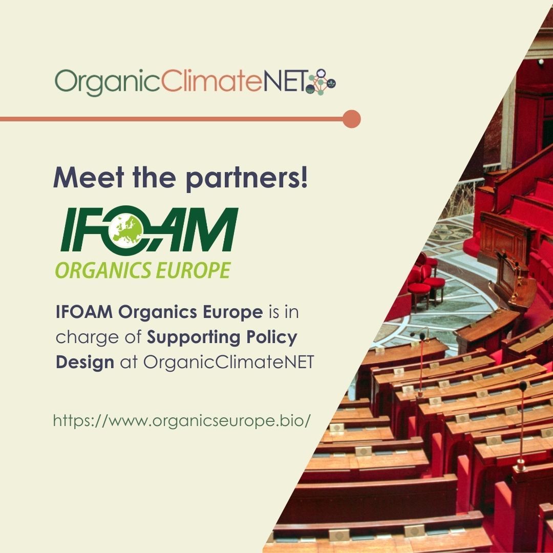 📢Meet the partners! @OrganicsEurope  
is in charge of Supporting Policy Design at
@OrgClimateNET 

🌱'For more than 20 years, we have been and continue representing organic in #policymaking and advocating for a transformation of #food and #farming'  

👉organicseurope.bio