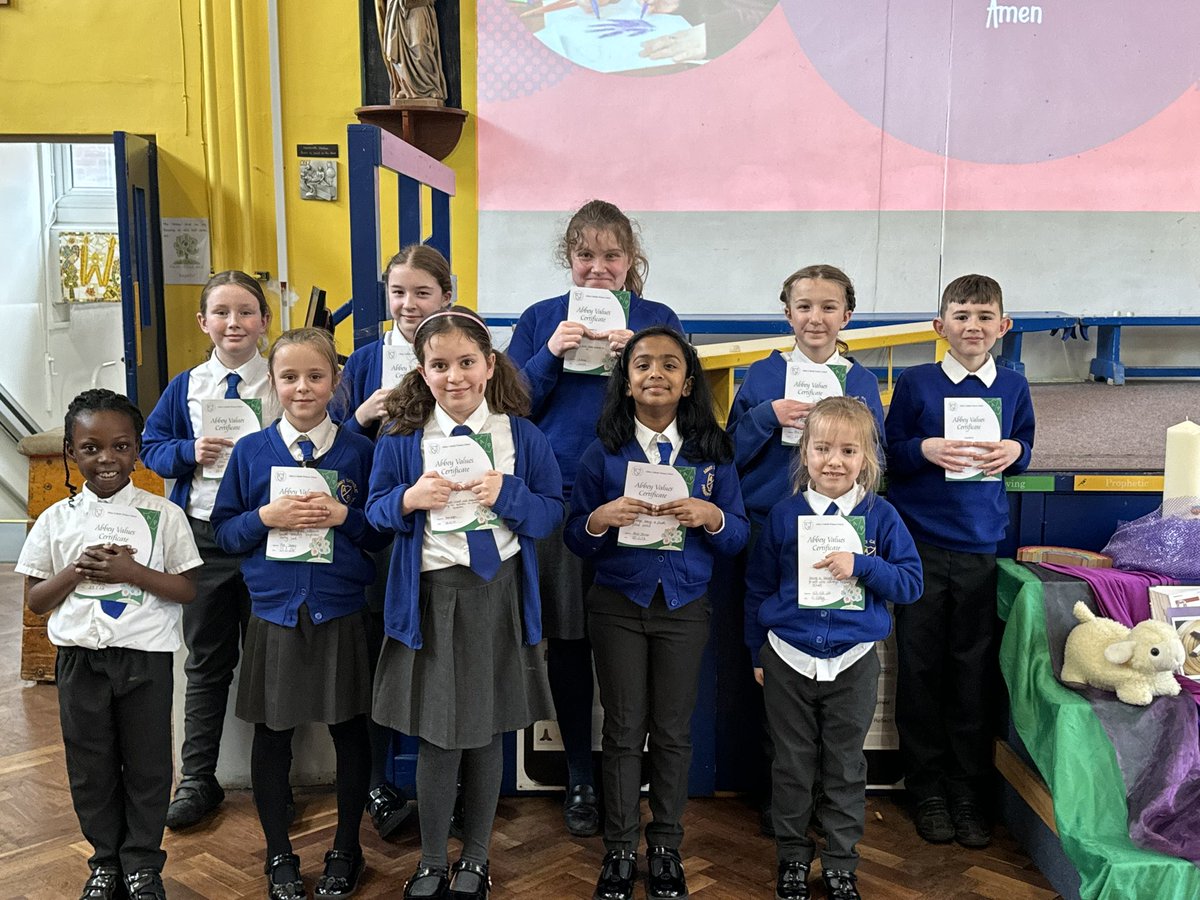 AbbeyPrimary's tweet photo. Our proud value certificate recipients have been living the Abbey Values - great ambassadors! #collectiveworship https://t.co/uDCkvuehrE