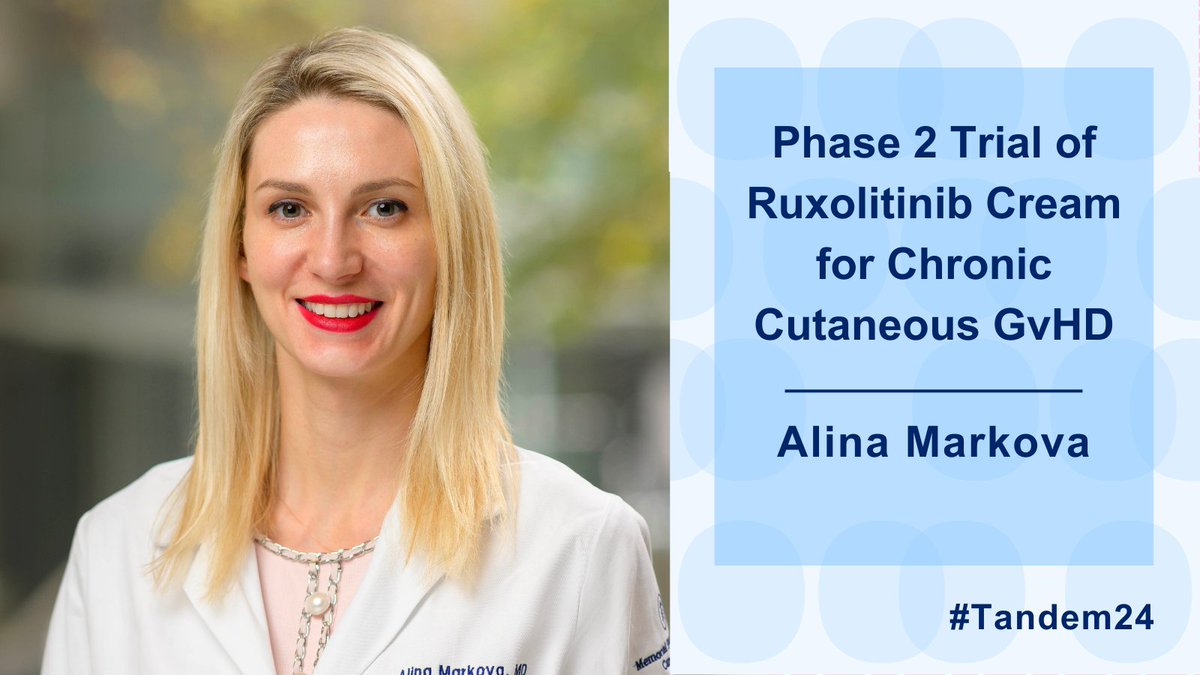 Today, <a href="/DrAlinaMarkova/">Alina Markova, MD</a> shared the results of a phase 2 study that evaluated ruxolitinib 1.5% cream for people with chronic graft-versus-host disease of the skin. Congrats to Dr. Markova for winning “Best Abstract” at the #Tandem24. <a href="/CIBMTR/">CIBMTR</a> <a href="/ASTCT/">ASTCT</a>