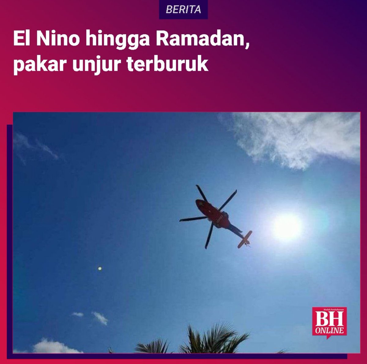 Fenomena El Nino atau cuaca panas yang melanda ketika ini dijangka berlanjutan sehingga Ramadan ini.
Pengarah Jabatan Meteorologi Malaysia (MetMalaysia) Kedah,

Muhammad Khalil Abd Aziz berkata, walaupun ada setengah kawasan mengalami hujan baru-baru ini, beliau meramalkan cuaca…