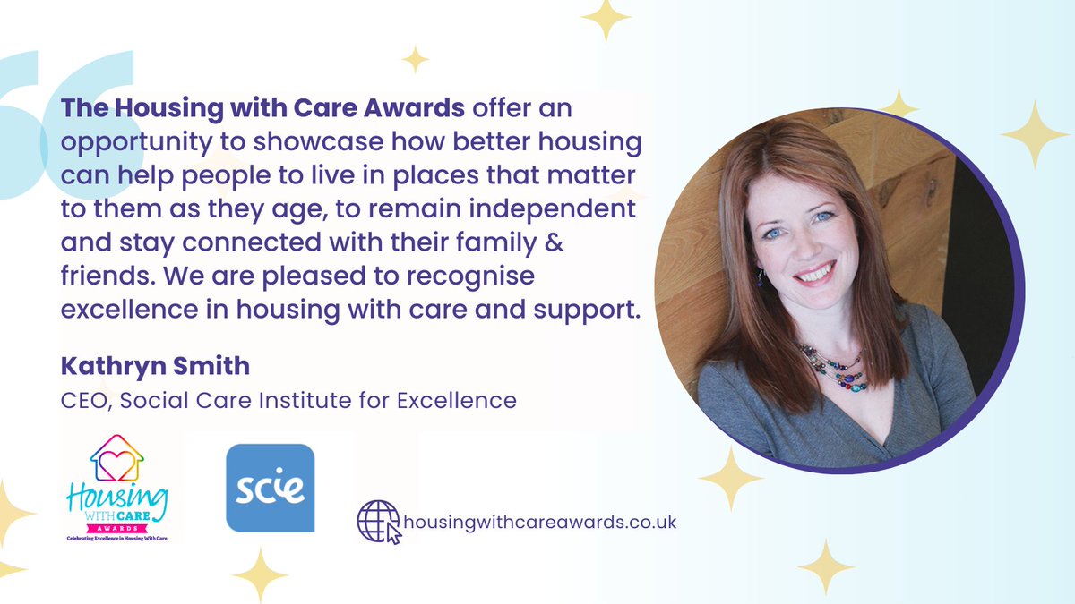 Thank you @SCIE_socialcare for supporting the inaugural 𝐇𝐨𝐮𝐬𝐢𝐧𝐠 𝐰𝐢𝐭𝐡 𝐂𝐚𝐫𝐞 𝐀𝐰𝐚𝐫𝐝𝐬 “The awards offer an opportunity to showcase how better housing can help people to live in places that matter to them” @kathryn1smith bit.ly/3nmlYyq #HousingWithCare