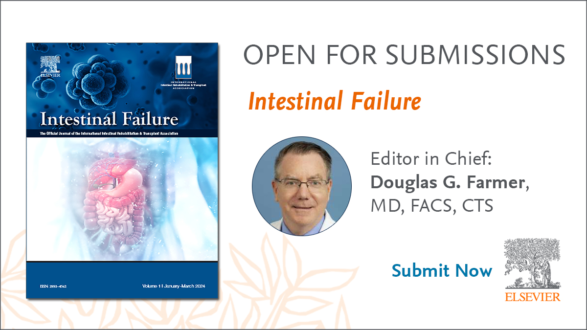 Announcement from Editor-in-Chief Douglas G. Farmer! Submissions are now OPEN for the groundbreaking open access journal, Intestinal Failure. Calling all pioneers in gastroenterology to share your insights and innovations with the world. Learn more here! spkl.io/60154xXac