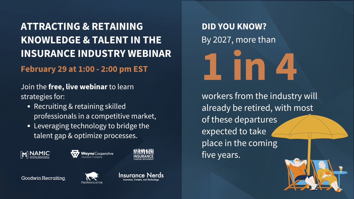 There's no better time to talk about attracting and retaining talent than #Insurance Careers Month! 🗓️ 

We're excited to join a panel of passionate insurance professionals on Leap Day for a 60-min webinar, hosted by <a href="/InsNerds/">Insurance Nerds</a>

Register: hubs.ly/Q02lWR1x0