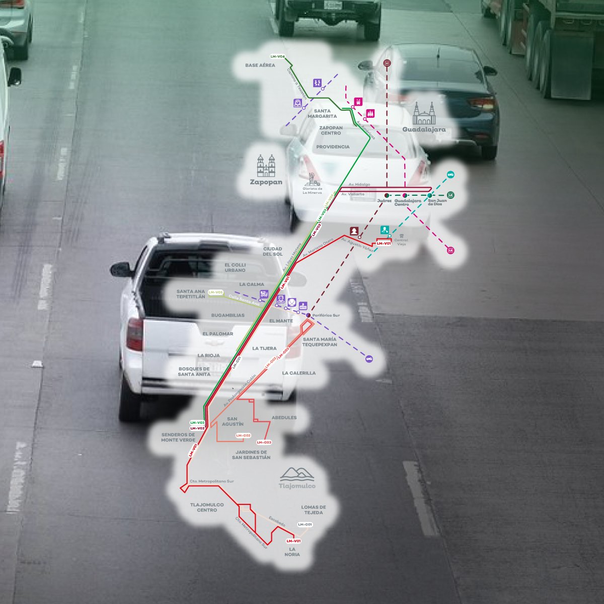 Porque está #PrimeroJalisco y su movilidad, pronto podrás subirte a la nueva #RutaLópezMateos! 🙌

Integrada por:👇
🚍5 rutas troncales
🚍3 complementarias

🗾Conectará a Guadalajara, Zapopan, Tlajomulco y Tlaquepaque.