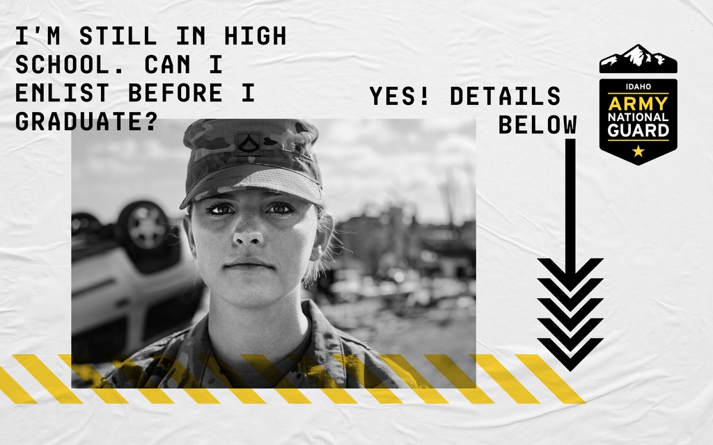 Yes. High school students can enlist and undergo drill periods prior to graduating but can't begin Advanced Individual Training.